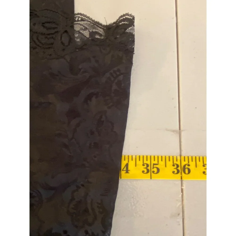 Victoria's Secret Black Satin Robe Belt Lace Sequin Accent Wrist & Neck One Size - Picture 7 of 11